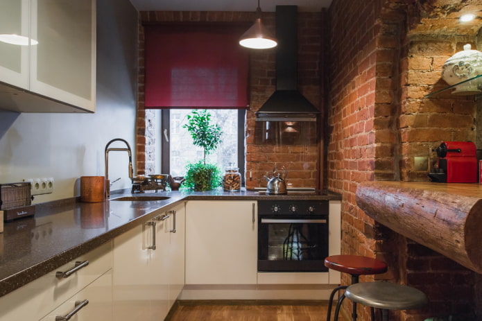 cucina di 6 metri quadrati in stile loft