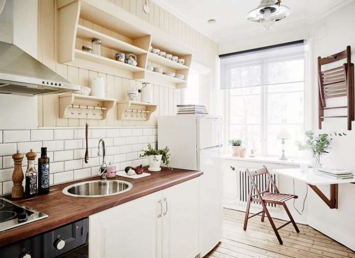 cucina di 6 metri quadrati in stile scandinavo