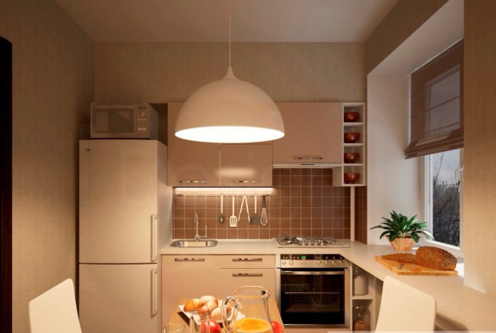 illuminazione in una cucina di 6 metri quadrati
