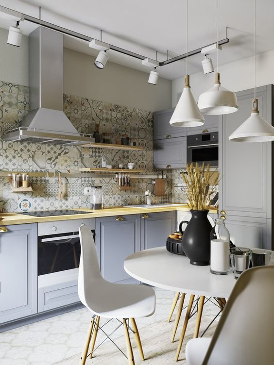 cucina nei toni del grigio