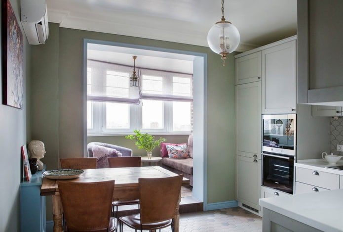 cucina con zona relax sul balcone