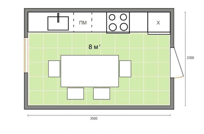 progettazione di una cucina di 8 mq