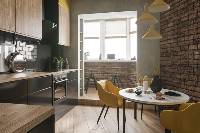 interno cucina di 8 mq con balcone
