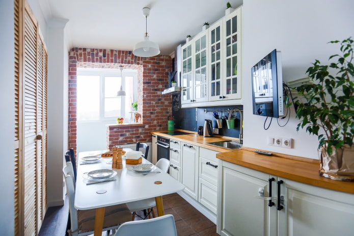progetto dell'apertura all'interno della cucina combinata con la loggia