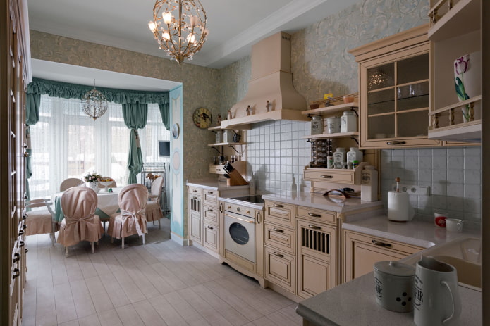 progetto di una cucina abbinata a una loggia in stile provenzale