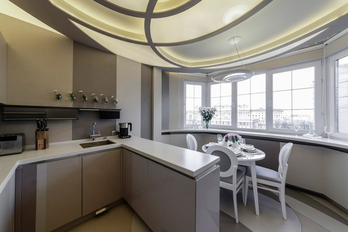 progetto di una piccola cucina combinata con una loggia