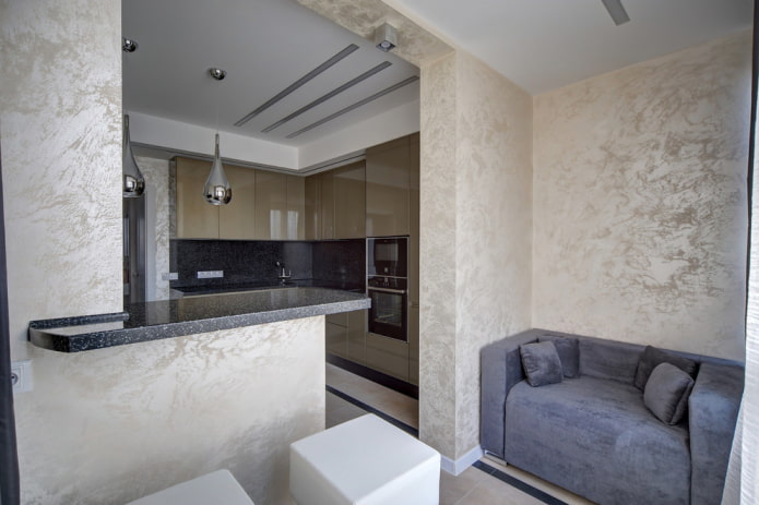 progetto di una cucina combinata con loggia