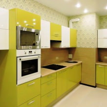 Progettazione della cucina con carta da parati verde: 55 foto moderne dell'interno-1