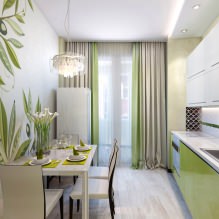 Progettazione della cucina con carta da parati verde: 55 foto moderne di interni-0