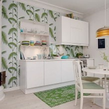 Progettazione della cucina con carta da parati verde: 55 foto moderne dell'interno-9