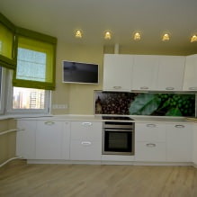 Progettazione della cucina con carta da parati verde: 55 foto moderne dell'interno-2