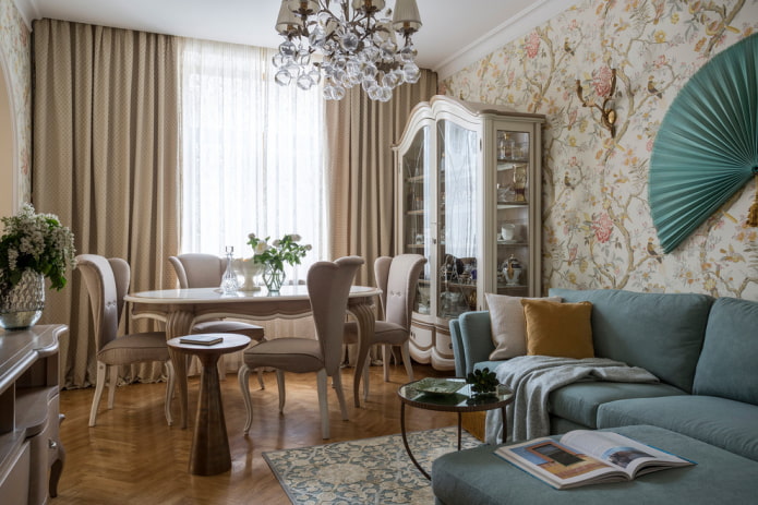 design degli interni del soggiorno-sala da pranzo