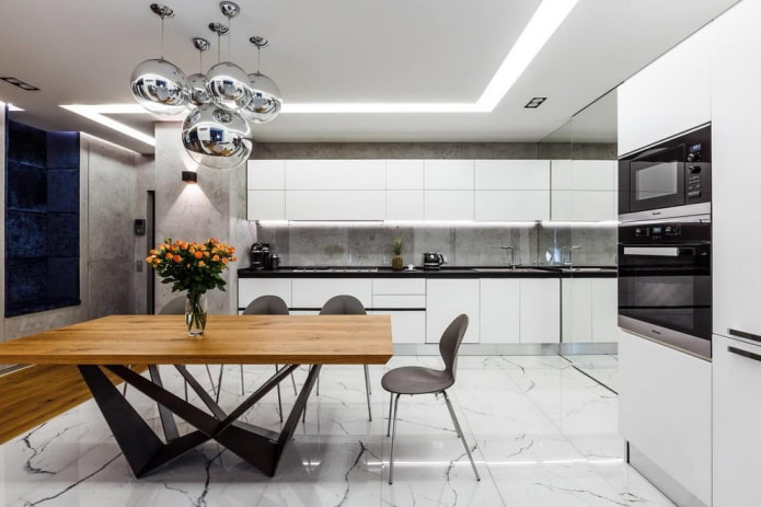 design degli interni della cucina-sala da pranzo