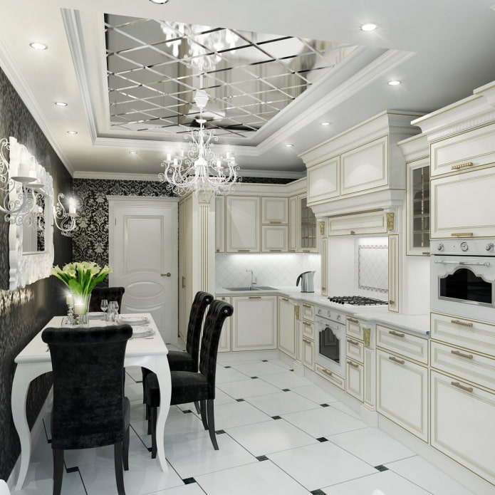 soffitto a specchio in cucina