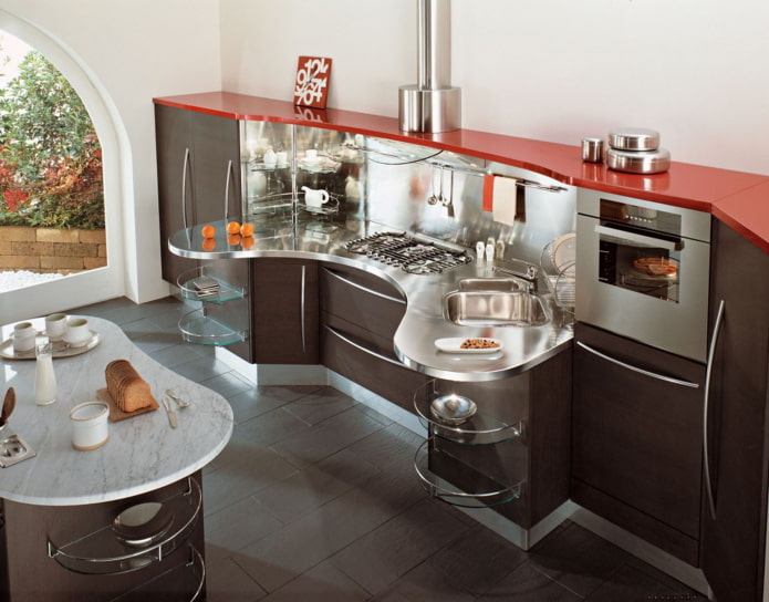 set da cucina originale dalle linee morbide