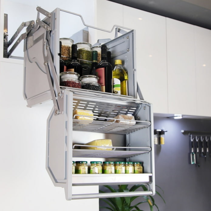 sistema di contenimento pieghevole in cucina