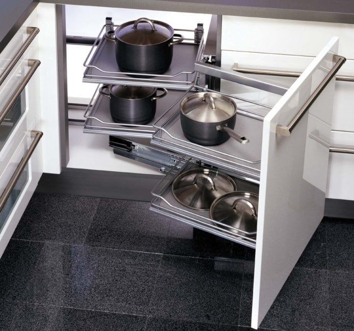 sistema di contenimento angolare in cucina
