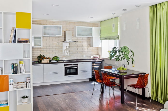 design della cucina all'interno di un appartamento di 100 metri quadrati