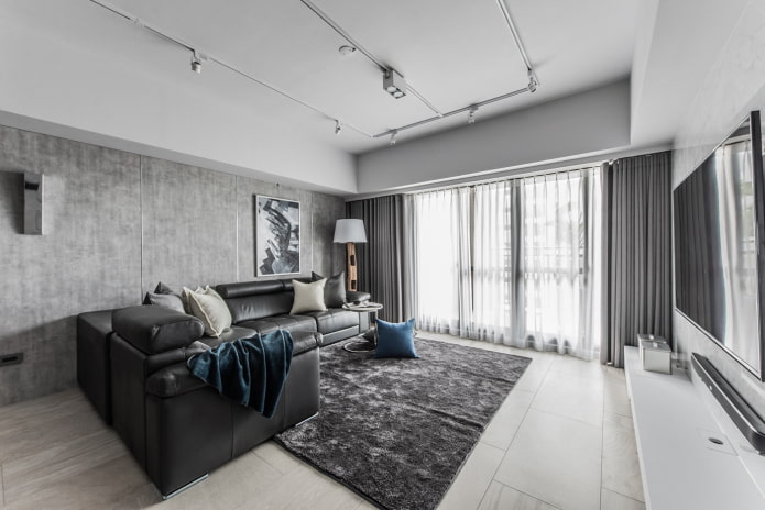design del soggiorno all'interno di un appartamento di 100 metri quadrati
