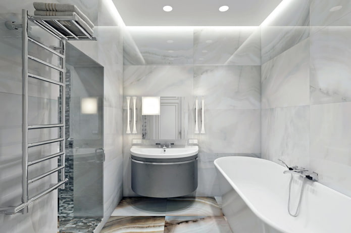 design del bagno all'interno di un appartamento di 100 metri quadrati