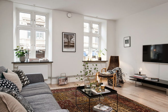 interno di un appartamento di 100 metri quadrati in stile scandinavo