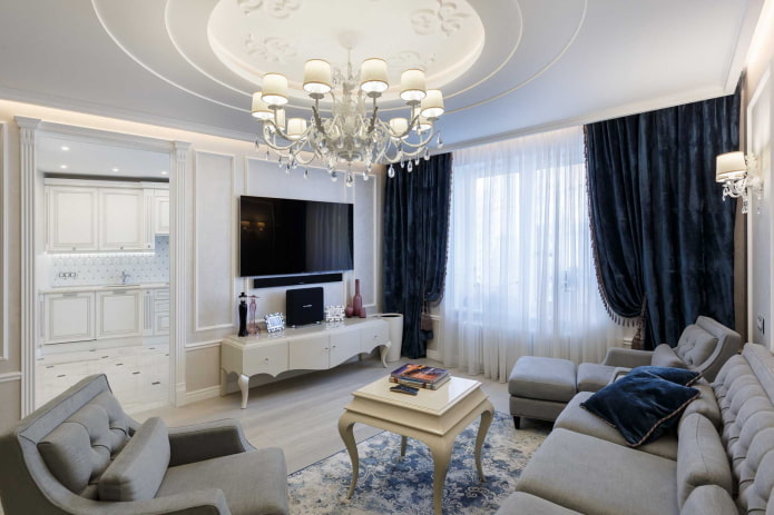 interno di un appartamento di 100 metri quadrati in stile neoclassico