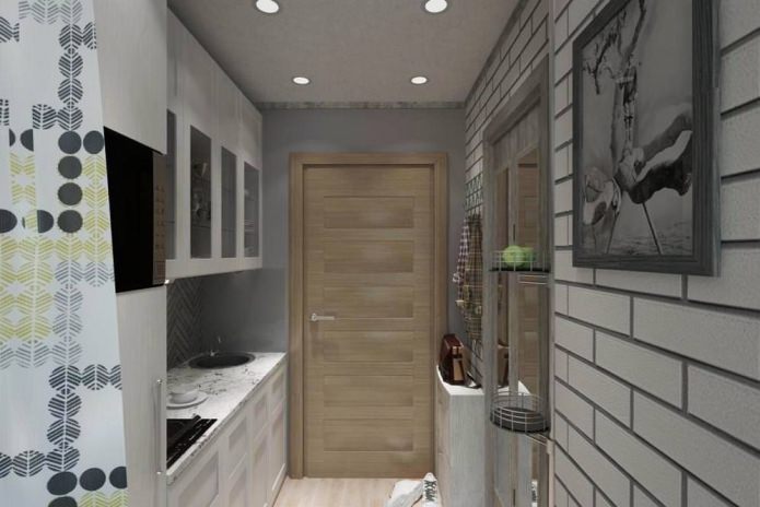 Foto del progetto di una cucina in un monolocale di 14 mq.