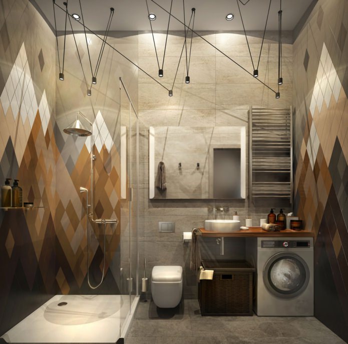 bagno nella progettazione di un piccolo appartamento di 15 mq.