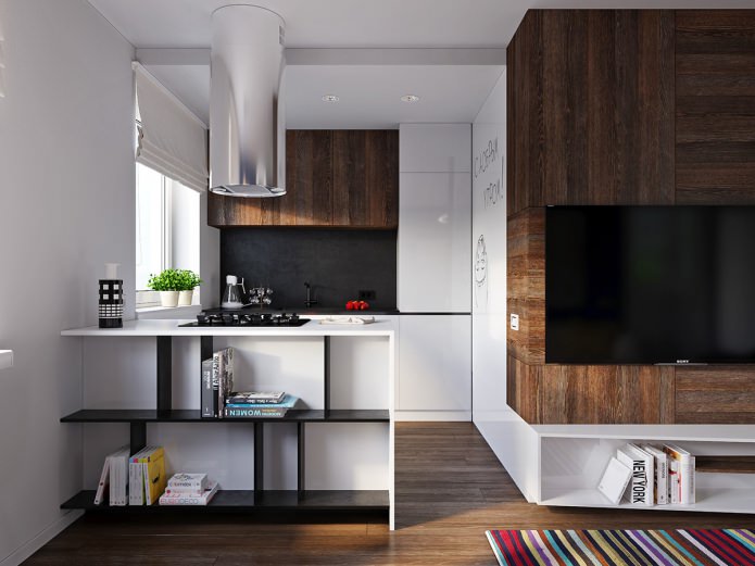 cucina nel progetto di un appartamento di 31 mq