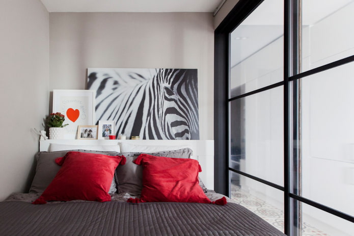 progettazione della camera da letto all'interno di un appartamento di 35 metri quadrati