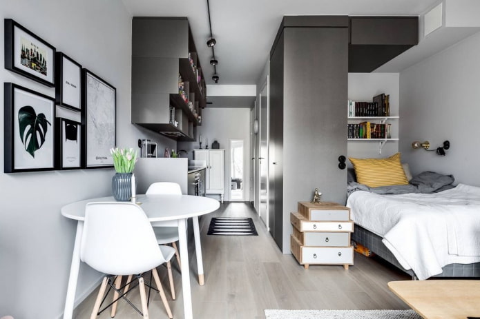 interno di un monolocale di 35 metri quadrati