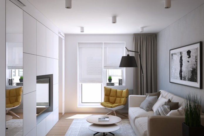 design del soggiorno all'interno di un Appartamento di 35 metri quadrati