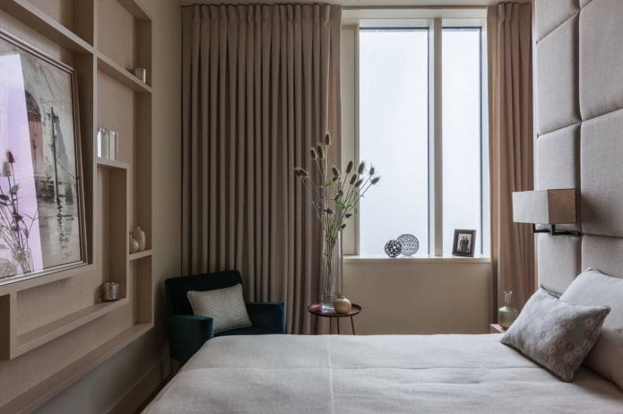 progettazione della camera da letto all'interno di un appartamento di 35 metri quadrati