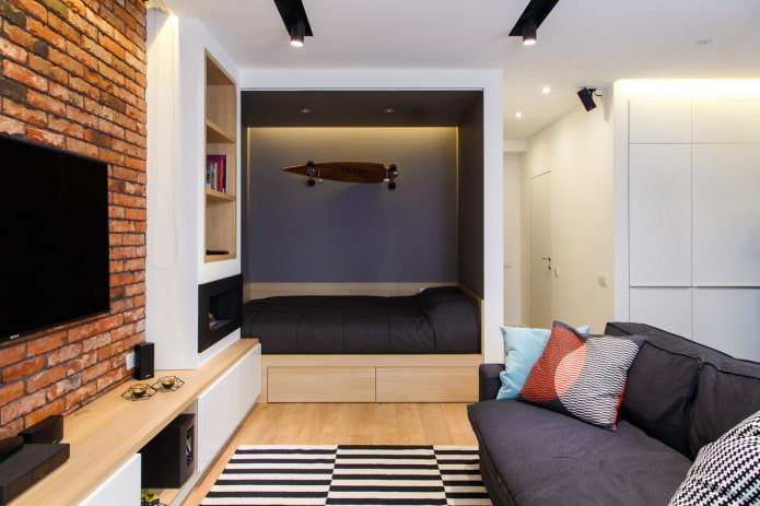 interno di un monolocale di 35 mq