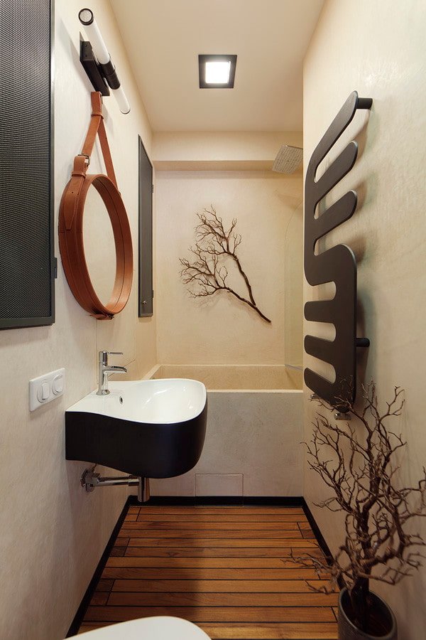 design del bagno all'interno di un appartamento di 35 metri quadrati