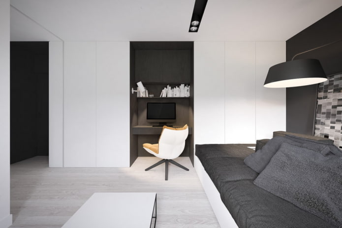 interno di un appartamento di 36 metri quadrati in stile minimalista