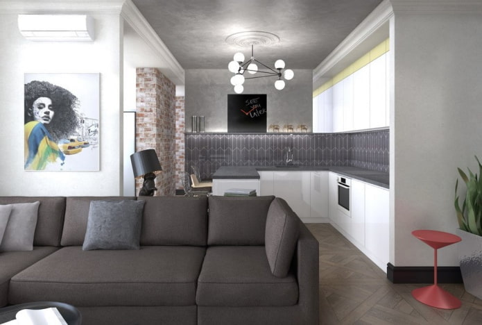 interno di un appartamento di 36 metri quadrati in stile moderno