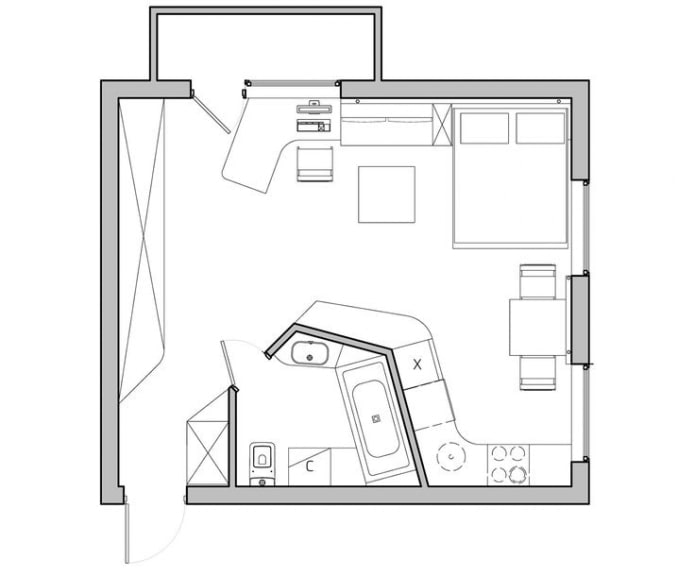 Planimetria appartamento di 36 metri quadrati