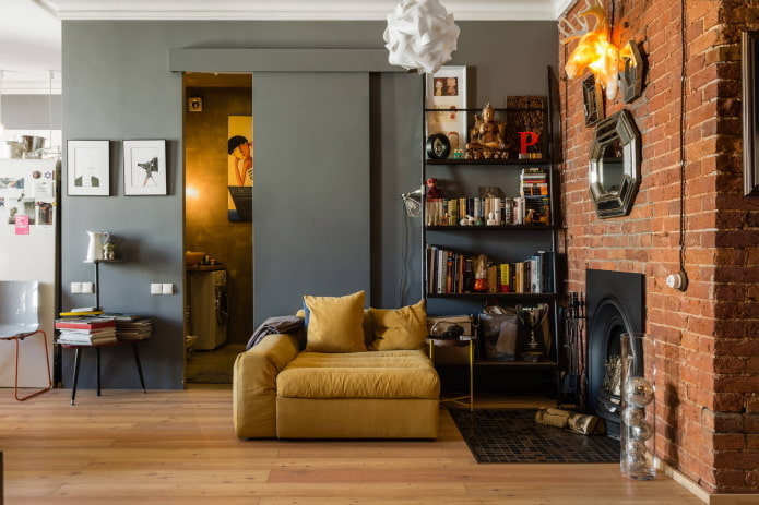Soggiorno in stile loft