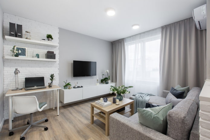 interno di un monolocale di 40 metri quadrati