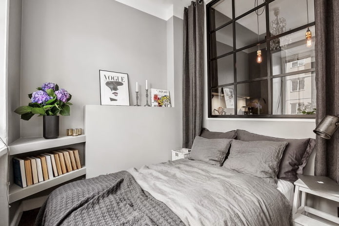 design della zona notte all'interno di un appartamento di 40 metri quadrati