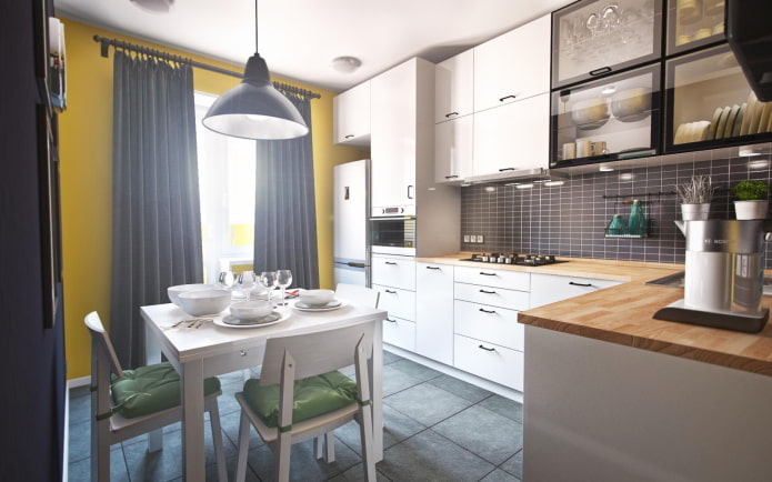 progettazione della cucina all'interno di un appartamento di 40 metri quadrati