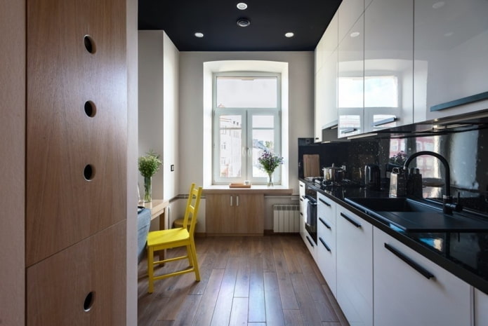 design della cucina all'interno di un appartamento di 40 metri quadrati