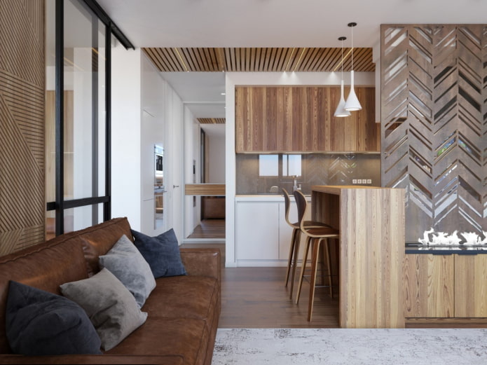 design del soggiorno all'interno di un appartamento di 40 metri quadrati