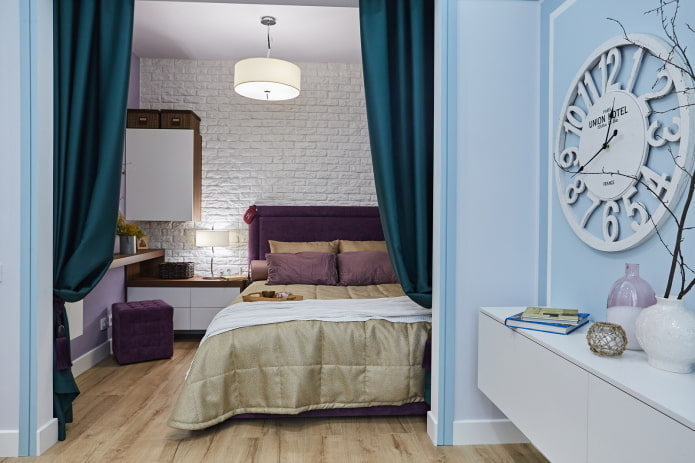 design della zona notte all'interno dell'appartamento di 40 metri quadrati