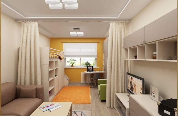 design della cameretta per bambini all'interno di un appartamento di 40 metri quadrati