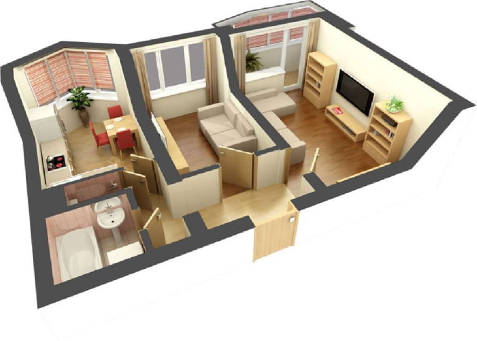 Bilocale di 42 m² con balcone e bovindo