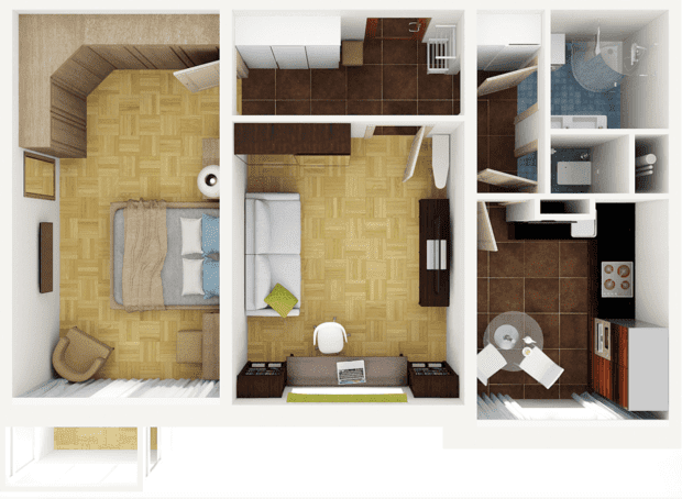 Bilocale Krusciov di 42 m²