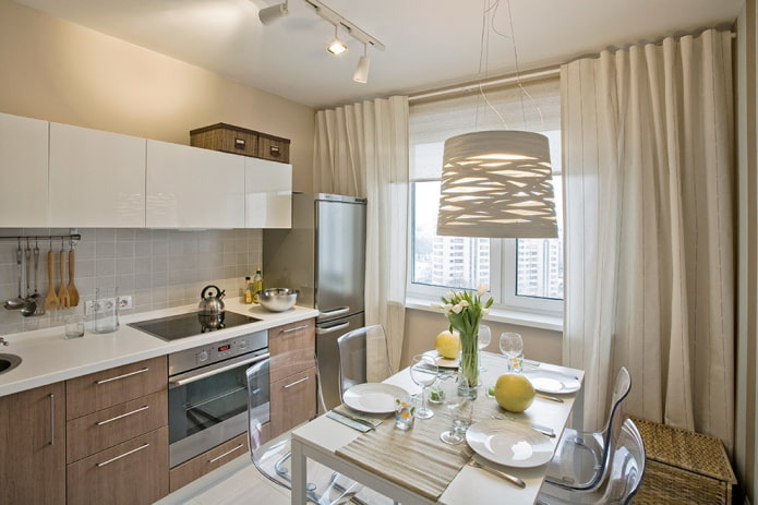 design della cucina all'interno di un appartamento di 45 metri quadrati