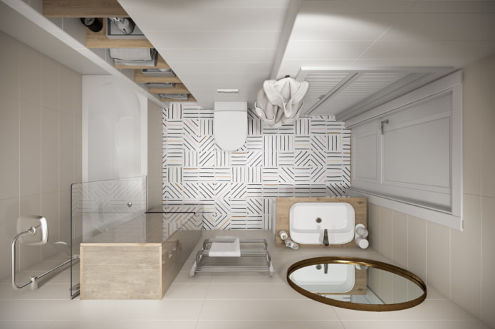progettazione del bagno all'interno di un appartamento di 45 metri quadrati